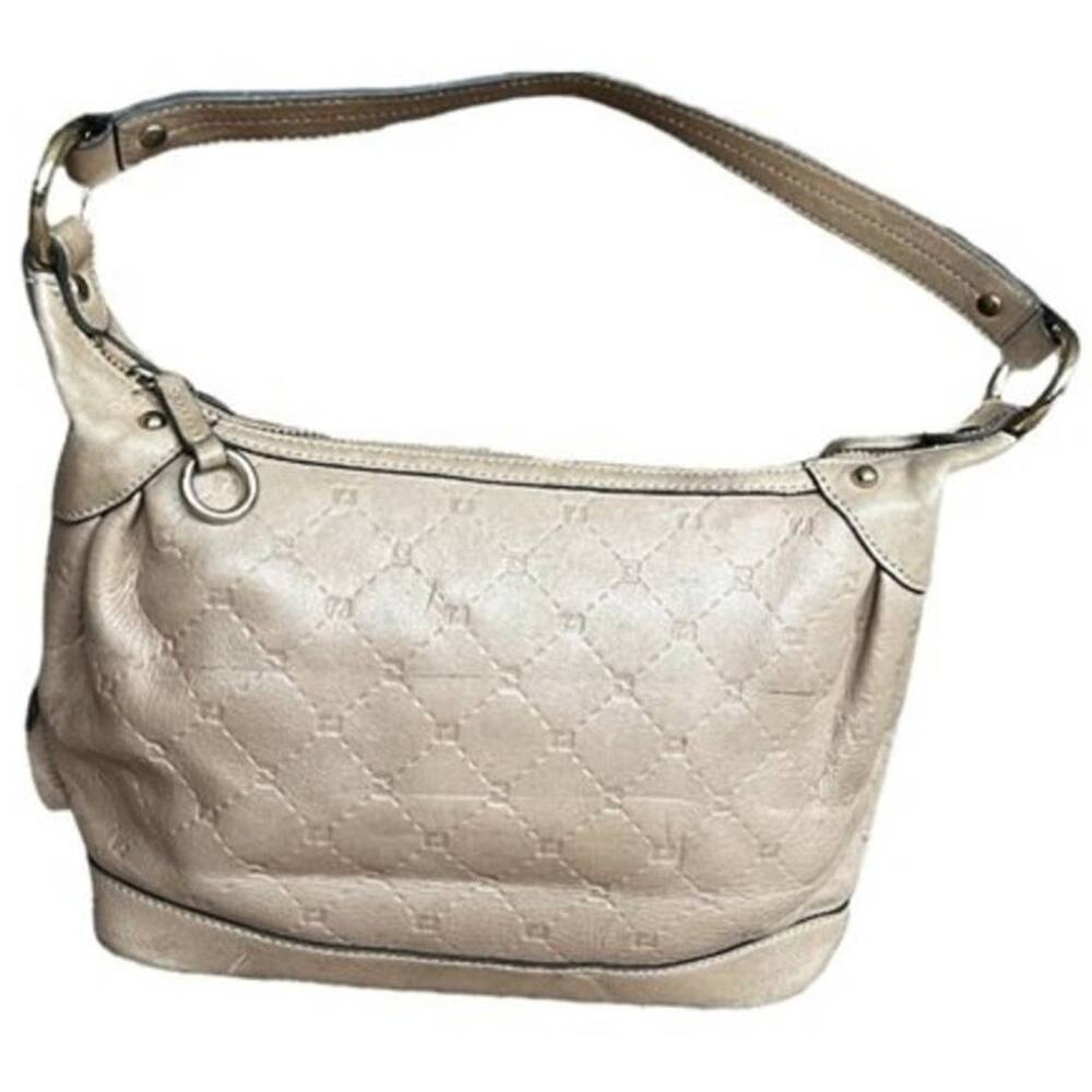 Renoma Paris Beige Leather Baguette Bag, 9.5"x4"x8"